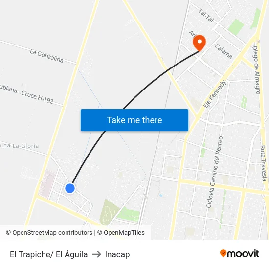 El Trapiche/ El Águila to Inacap map