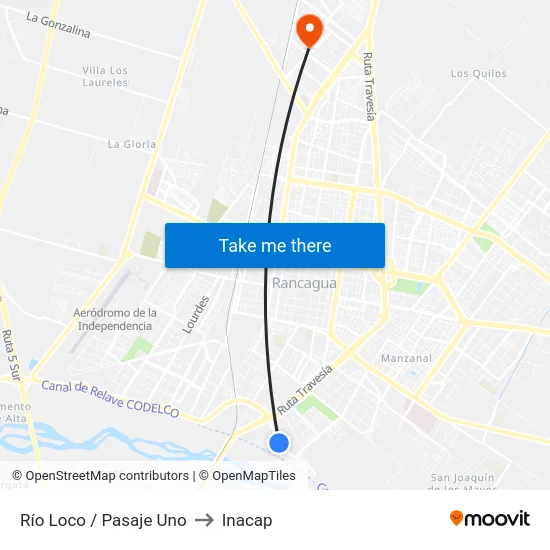 Río Loco / Pasaje Uno to Inacap map