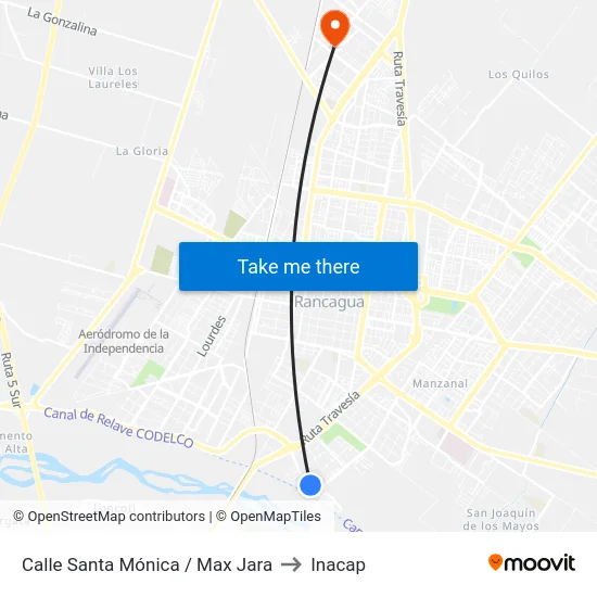 Calle Santa Mónica / Max Jara to Inacap map