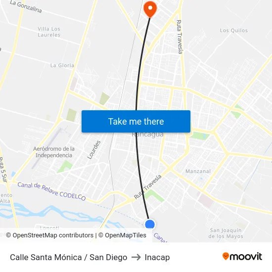 Calle Santa Mónica / San Diego to Inacap map