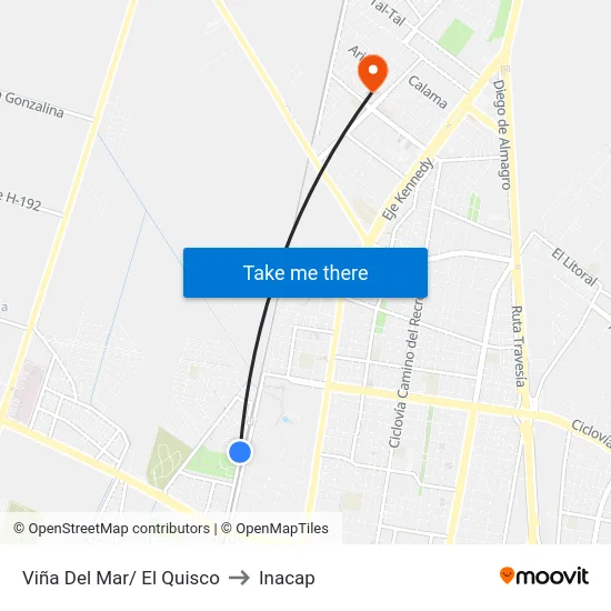 Viña Del Mar/ El Quisco to Inacap map