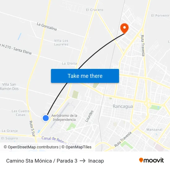 Camino Sta Mónica / Parada 3 to Inacap map