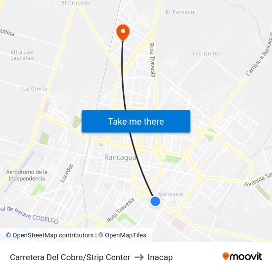 Carretera Del Cobre/Strip Center to Inacap map