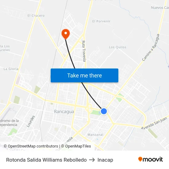Rotonda Salida Williams Rebolledo to Inacap map