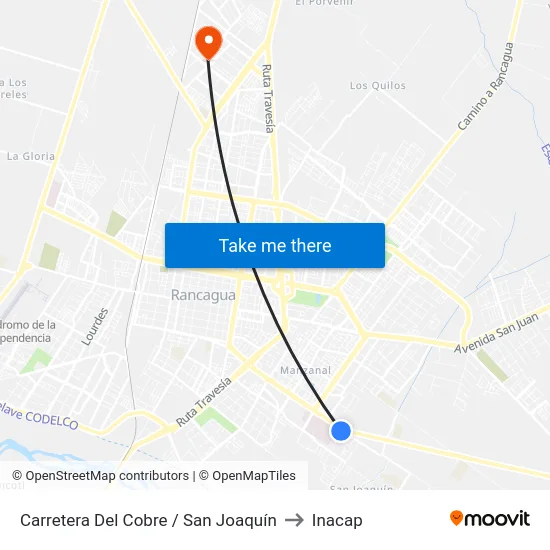 Carretera Del Cobre / San Joaquín to Inacap map