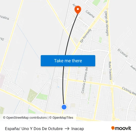 España/ Uno Y Dos De Octubre to Inacap map