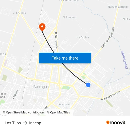 Los Tilos to Inacap map