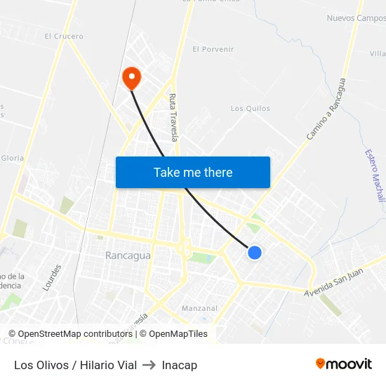 Los Olivos / Hilario Vial to Inacap map
