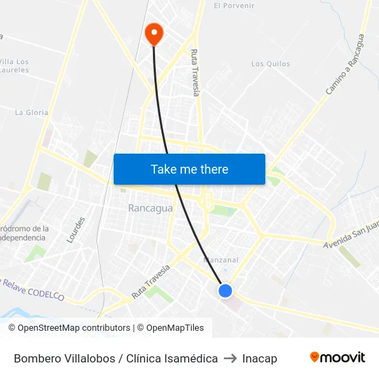 Bombero Villalobos / Clínica Isamédica to Inacap map