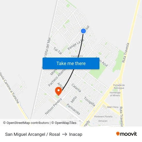 San Miguel Arcangel / Rosal to Inacap map