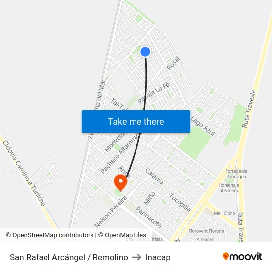 San Rafael Arcángel / Remolino to Inacap map