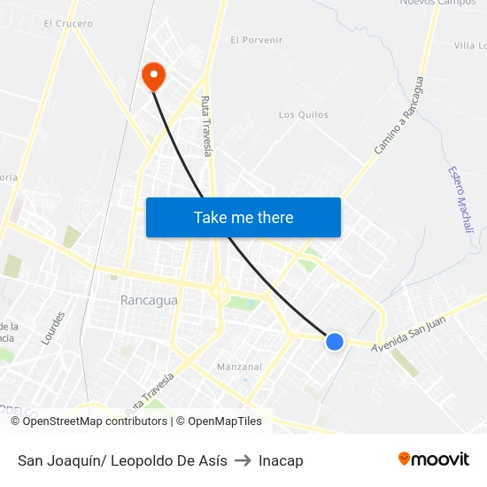 San Joaquín/ Leopoldo De Asís to Inacap map