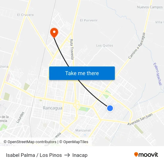 Isabel Palma / Los Pinos to Inacap map