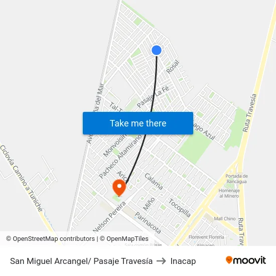 San Miguel Arcangel/ Pasaje Travesía to Inacap map
