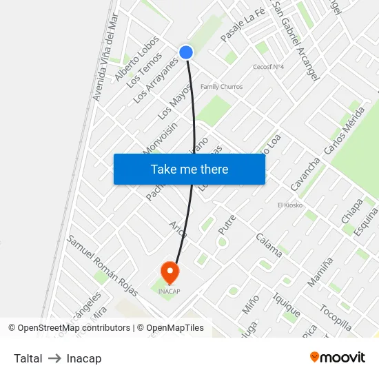 Taltal to Inacap map