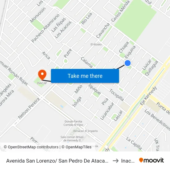 Avenida San Lorenzo/ San Pedro De Atacama to Inacap map