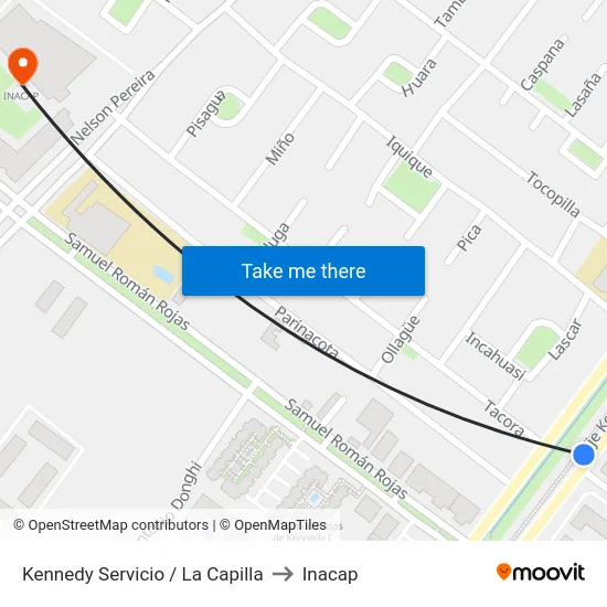 Kennedy Servicio / La Capilla to Inacap map