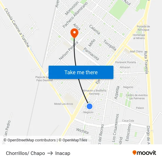 Chorrillos/ Chapo to Inacap map