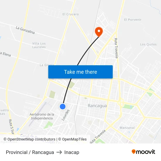Provincial / Rancagua to Inacap map