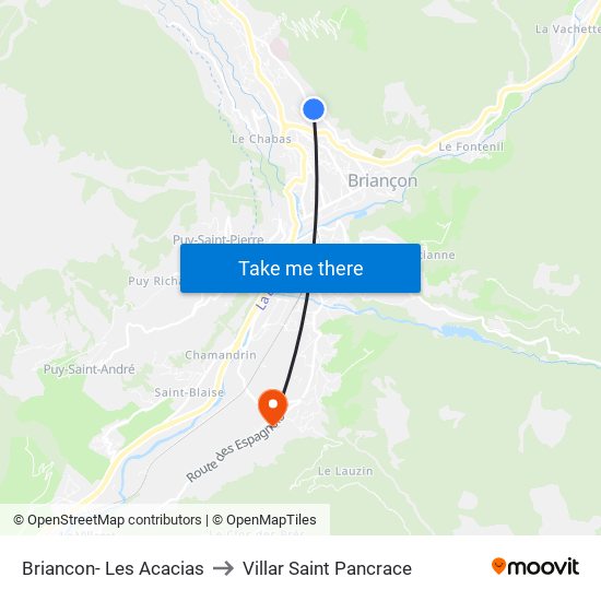 Briancon- Les Acacias to Villar Saint Pancrace map