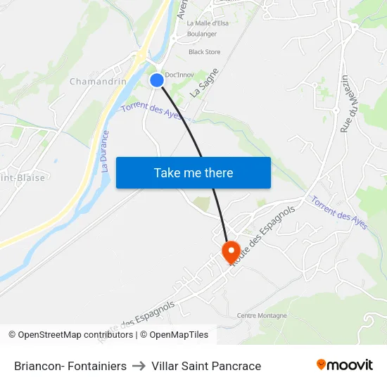 Briancon- Fontainiers to Villar Saint Pancrace map
