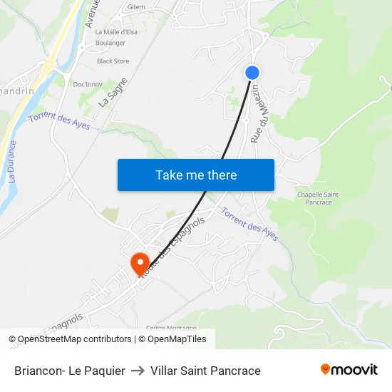 Briancon- Le Paquier to Villar Saint Pancrace map
