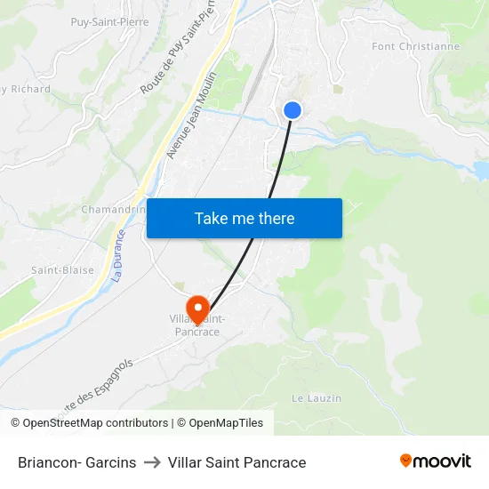 Briancon- Garcins to Villar Saint Pancrace map