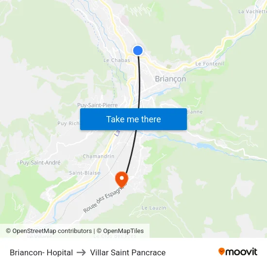 Briancon- Hopital to Villar Saint Pancrace map