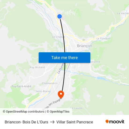 Briancon- Bois De L'Ours to Villar Saint Pancrace map