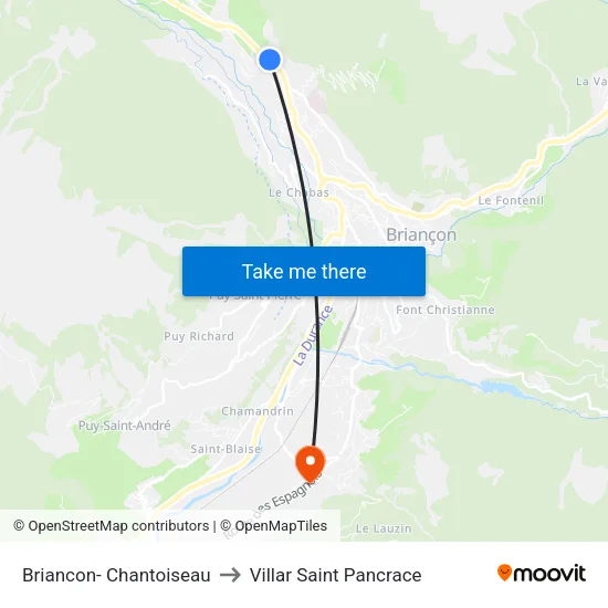 Briancon- Chantoiseau to Villar Saint Pancrace map