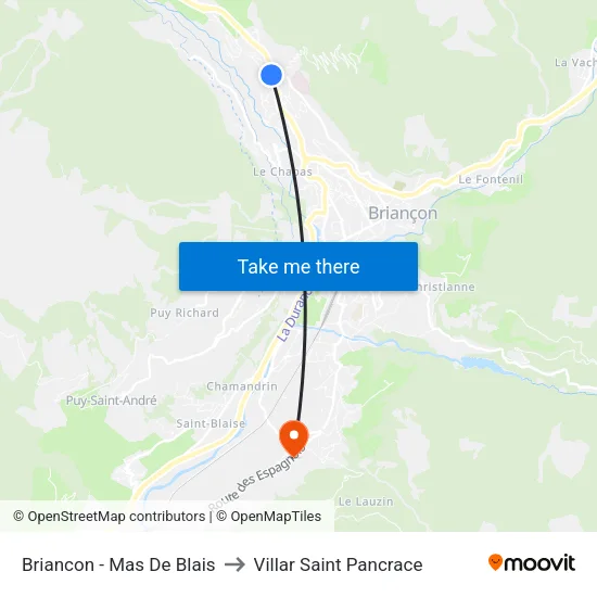 Briancon - Mas De Blais to Villar Saint Pancrace map