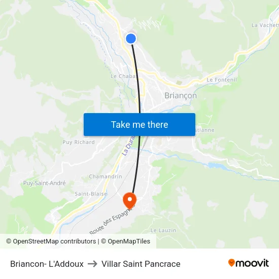 Briancon- L'Addoux to Villar Saint Pancrace map