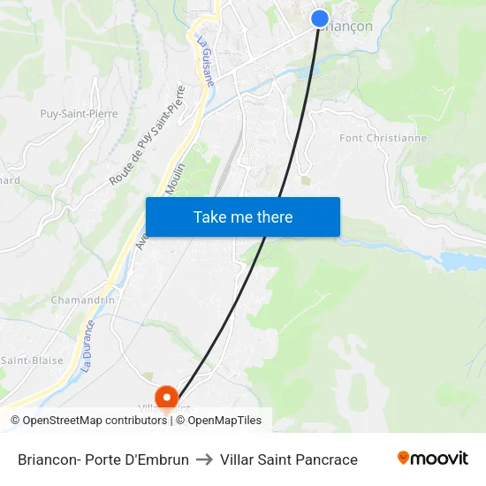 Briancon- Porte D'Embrun to Villar Saint Pancrace map
