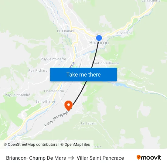 Briancon- Champ De Mars to Villar Saint Pancrace map