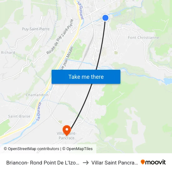 Briancon- Rond Point De L'Izoard to Villar Saint Pancrace map