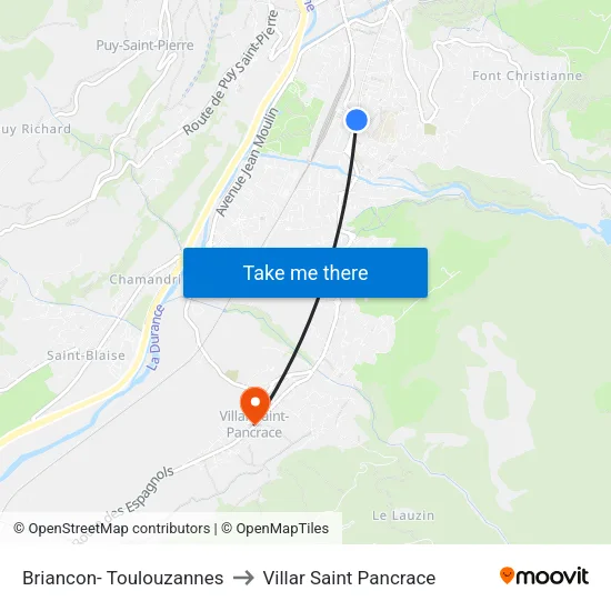 Briancon- Toulouzannes to Villar Saint Pancrace map