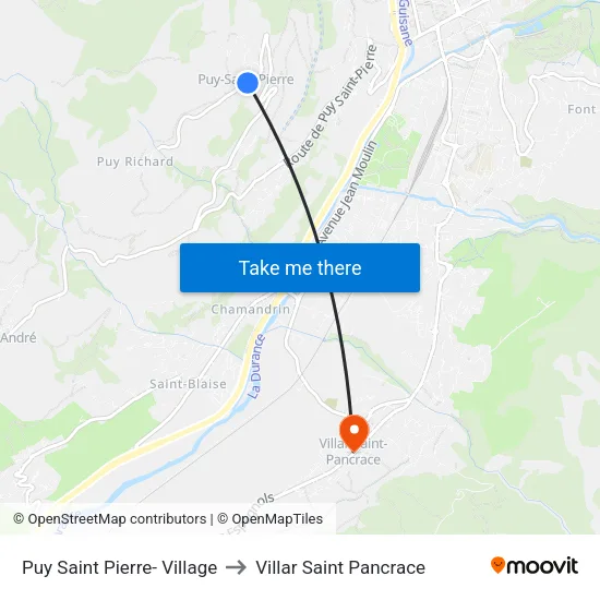 Puy Saint Pierre- Village to Villar Saint Pancrace map