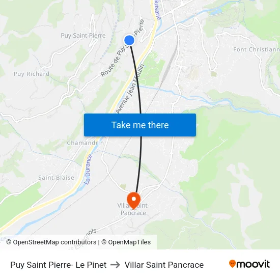 Puy Saint Pierre- Le Pinet to Villar Saint Pancrace map