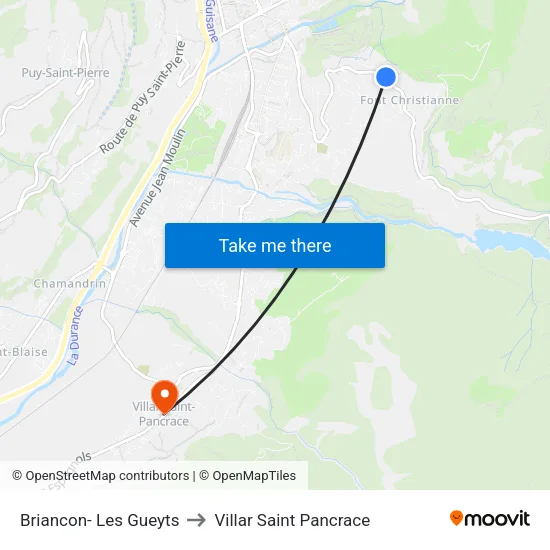 Briancon- Les Gueyts to Villar Saint Pancrace map