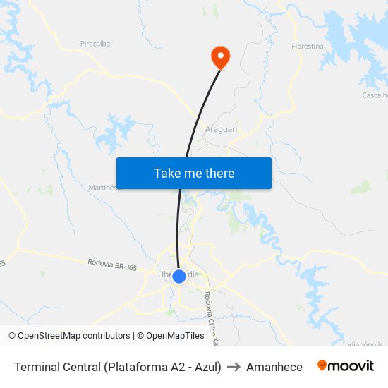Terminal Central (Plataforma A2 - Azul) to Amanhece map
