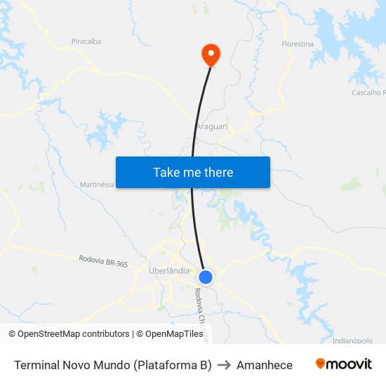 Terminal Novo Mundo (Plataforma B) to Amanhece map