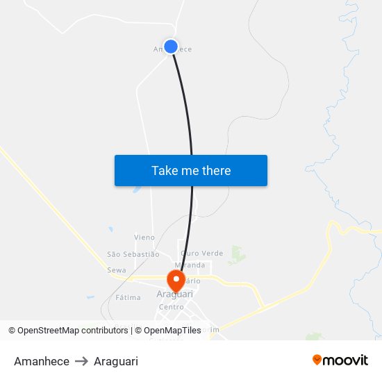 Amanhece to Araguari map