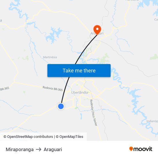 Miraporanga to Araguari map