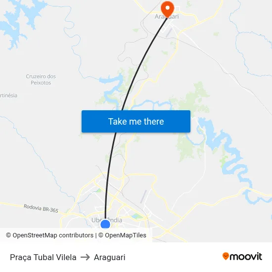 Praça Tubal Vilela to Araguari map
