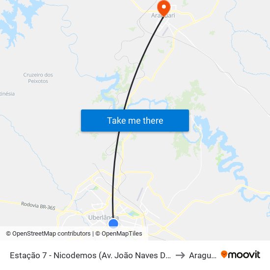 Estação 7 - Nicodemos (Av. João Naves De Ávila) to Araguari map