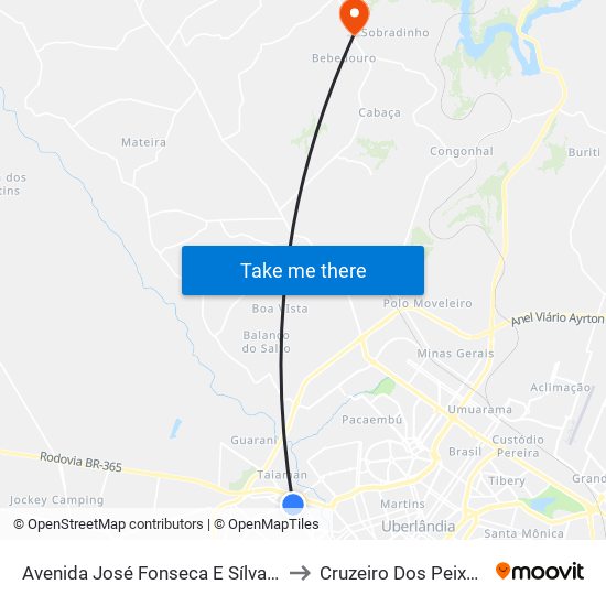 Avenida José Fonseca E Sílva, 205 to Cruzeiro Dos Peixotos map