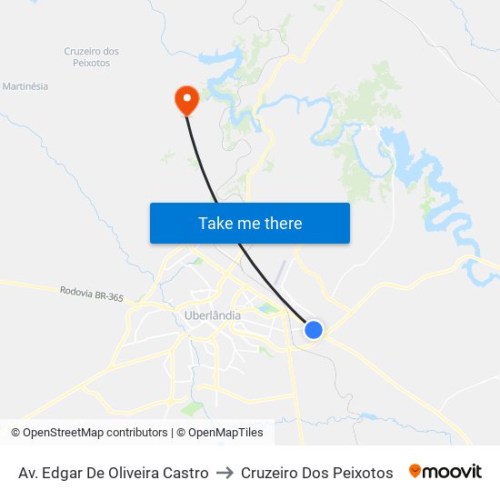 Av. Edgar De Oliveira Castro to Cruzeiro Dos Peixotos map