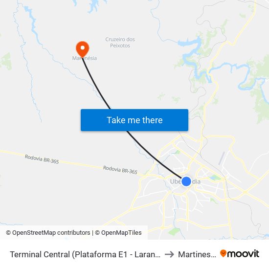 Terminal Central (Plataforma E1 - Laranja) to Martinesia map