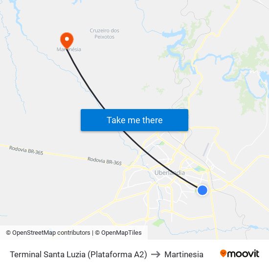 Terminal Santa Luzia (Plataforma A2) to Martinesia map