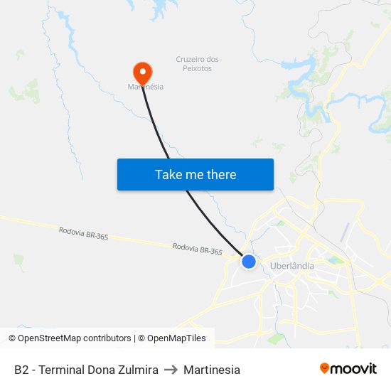 B2 - Terminal Dona Zulmira to Martinesia map